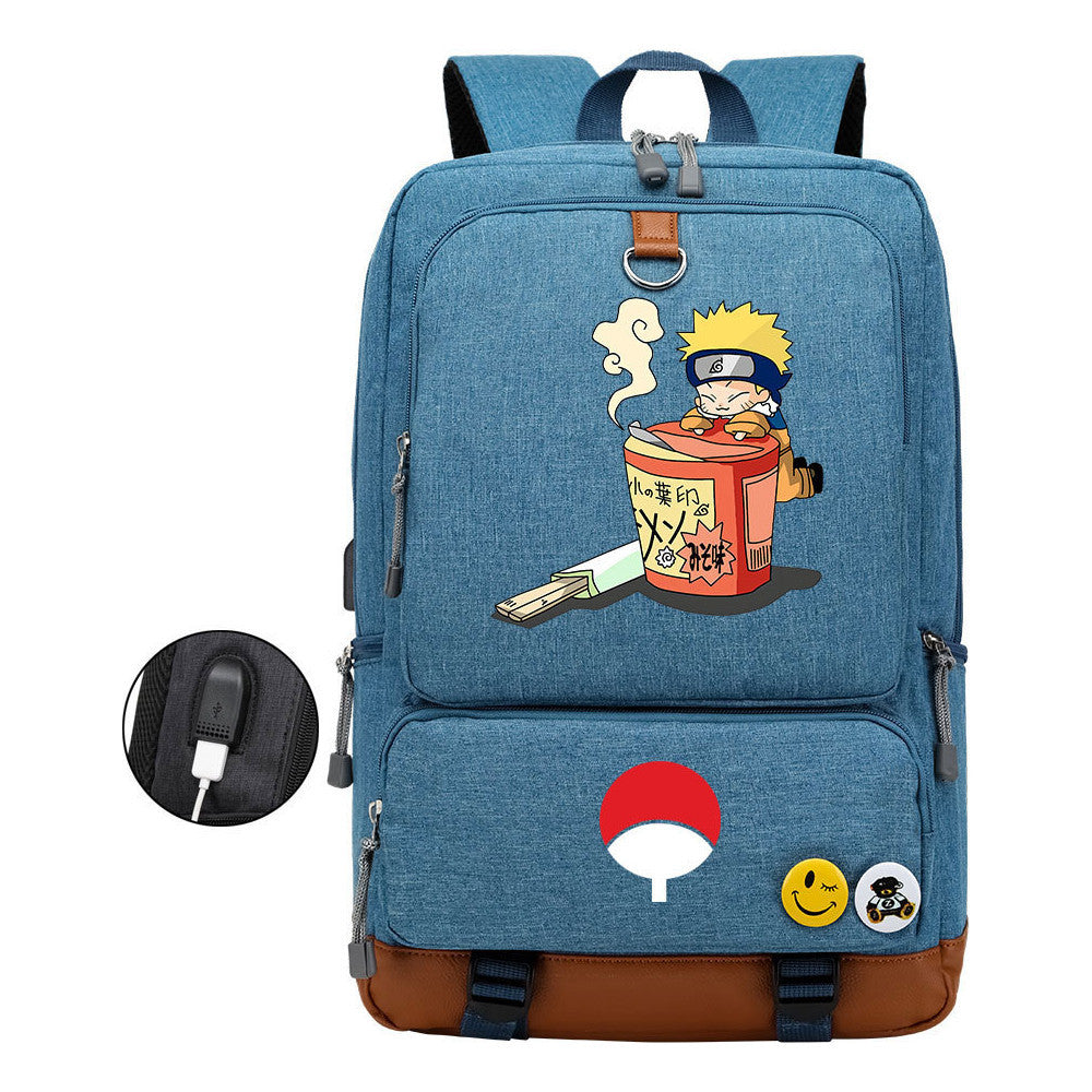 Naruto Printed Usb Student Backpack For Leisure Travel Backpack
