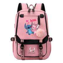 Interstellar Baby Stitch Usb Backpack For Men And Women, Casual Woven Strap Flip Back Backpack