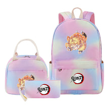 Cartoon Fashion Student Girls School Bag Lunch Bag Three Piece Set Backpack Set