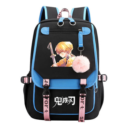 Cartoon Fashion Usb Youth School Bag For Boys And Girls Casual Ribbon Flip Backpack