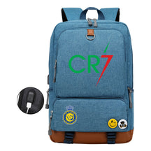 Football Star Cristiano Ronaldo Printed Usb Youth Student Backpack For Leisure Travel Backpack