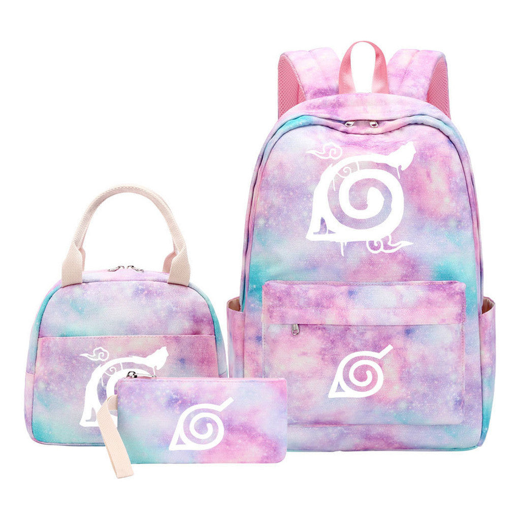Naruto Teenage Student Girls School Bag Lunch Bag Three Piece Set Backpack Set