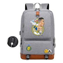 Football Star Cristiano Ronaldo Printed Usb Youth Student Backpack For Leisure Travel Backpack
