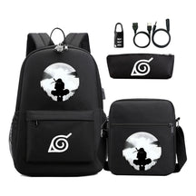 Naruto Usb Password Lock Youth Student Backpack Three Piece Set For Men And Women Backpack Set