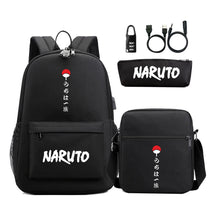 Naruto Usb Password Lock Youth Student Backpack Three Piece Set For Men And Women Backpack Set