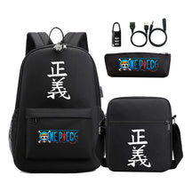Cartoon Pirate King Usb Password Lock Youth Student School Bag Three Piece Set For Boys And Girls Backpack Set