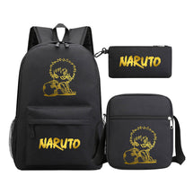 Golden Anime Naruto Starry Sky Youth Student School Bag Three Piece Set For Boys And Girls Backpack Set