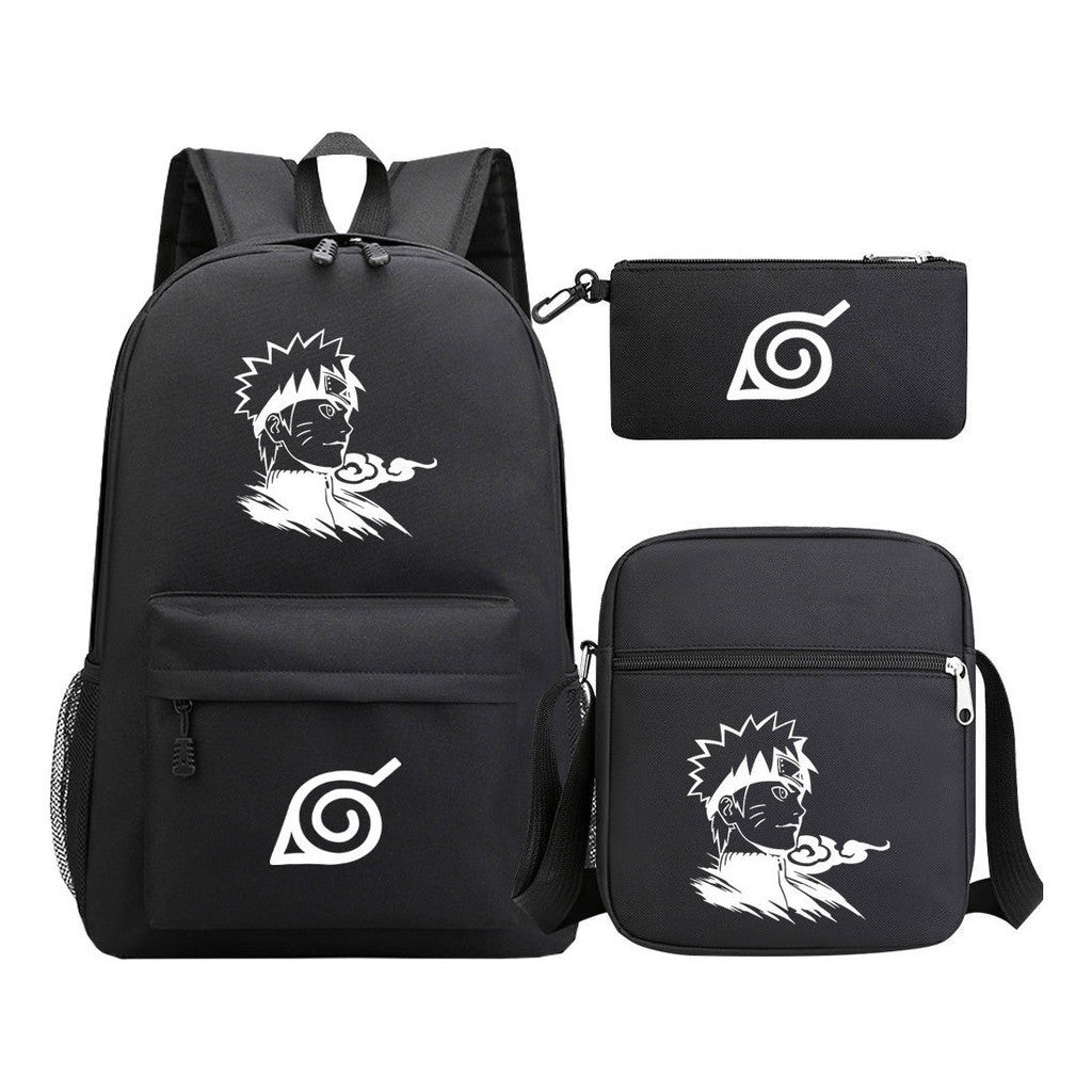 Anime Naruto Starry Sky Youth School Bag Three Piece Set For Men And Women Backpack Set