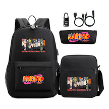 Naruto Usb Password Lock Youth Student Backpack Three Piece Set Backpack Set