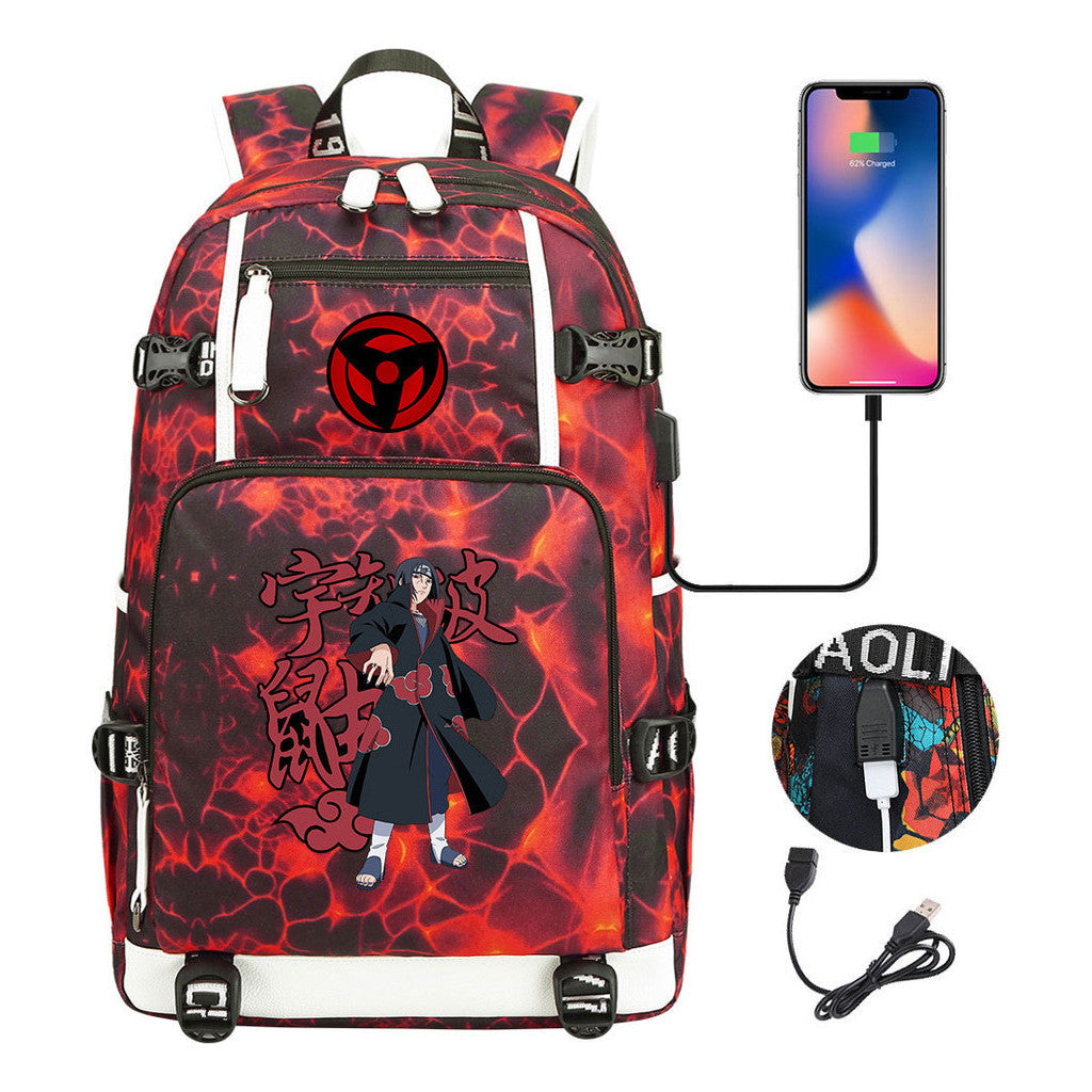 Naruto Usb Youth Student Backpack For Men And Women Leisure Travel Backpack