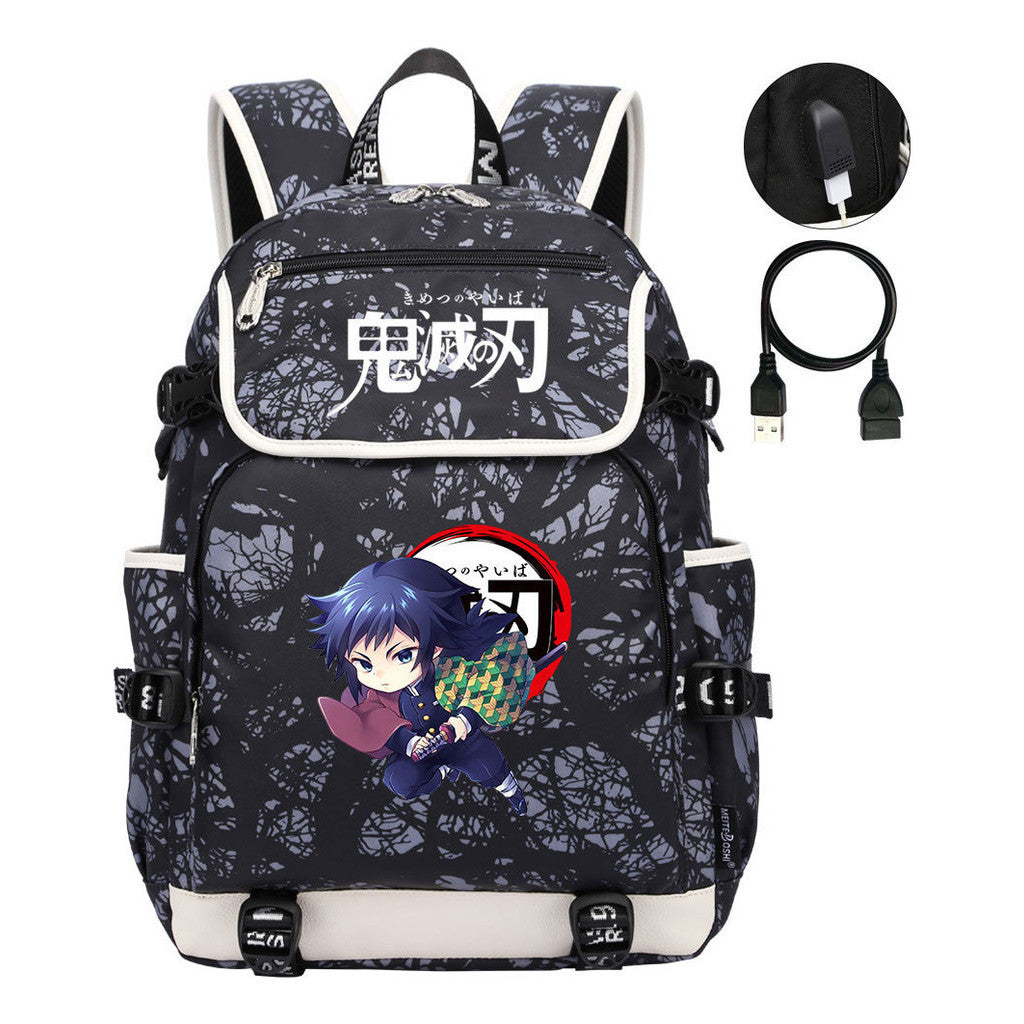 Anime Cartoon Usb Youth Student Backpack For Men And Women Leisure Backpack