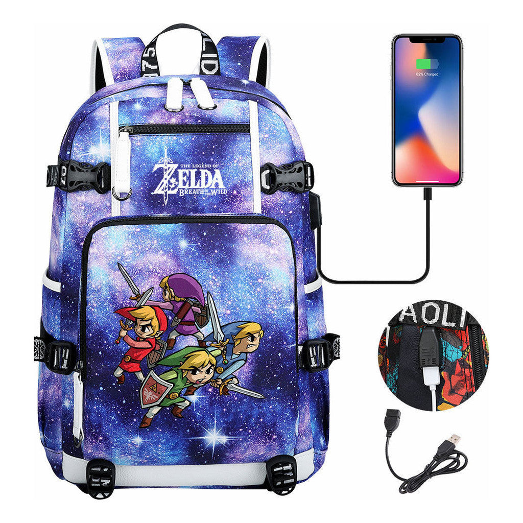 Legend Of Zelda Usb Youth Student Backpack For Leisure Travel Backpack