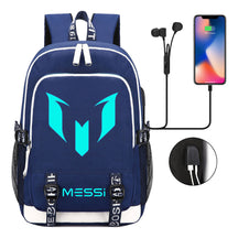 Blue Luminous Sports Football Star Teenagers Schoolbag Usb Leisure Backpack Men And Women