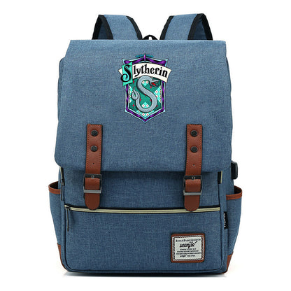 School Of Witchcraft And Wizardry Student Backpack Usb Men's And Women's Leisure Belt Buckle Backpack