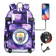 Sports Football Star Usb Printed Youth Student Backpack Leisure Travel Backpack