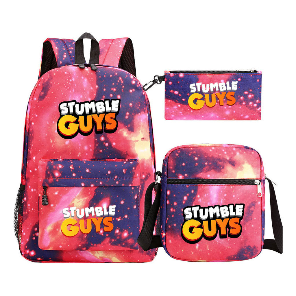 Three piece printed student backpack set for boys and girls, backpack set