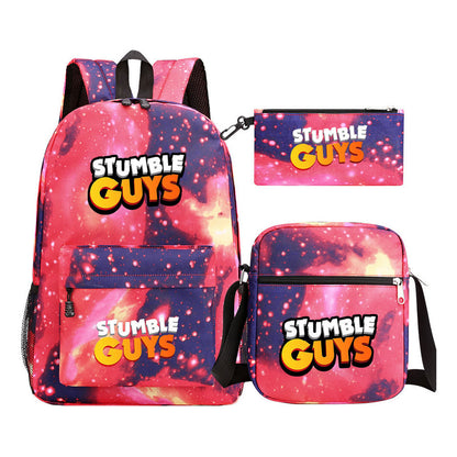 Three piece printed student backpack set for boys and girls, backpack set