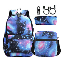 Usb Password Lock Youth Student Backpack Three Piece Set For Men And Women's Backpack Set