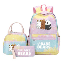Cartoon Cute Three Bears Youth Student Girls School Bag Lunch Bag Three Piece Set Backpack Set