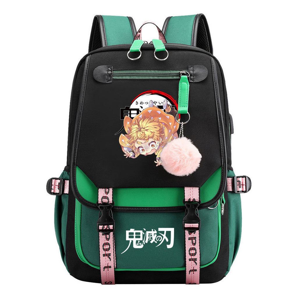 Cartoon Fashion Usb Student Backpack With Casual Woven Strap Flip Back Backpack