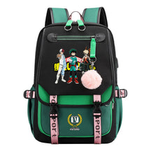 Comics My Heroes Academy Usb Student Backpack Casual Ribbon Flip Backpack