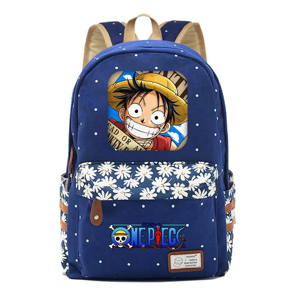 Anime Pirate Wang Lufei Printed Student School Bag Fragmented Flower Leisure Backpack