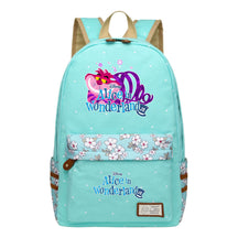 Anime Cartoon Cheshire Cat Print Youth Student Backpack With Floral Casual Backpack
