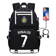 Football Star Cristiano Ronaldo Printed Usb Youth Student Backpack For Men And Women, Backpack For Leisure Travel