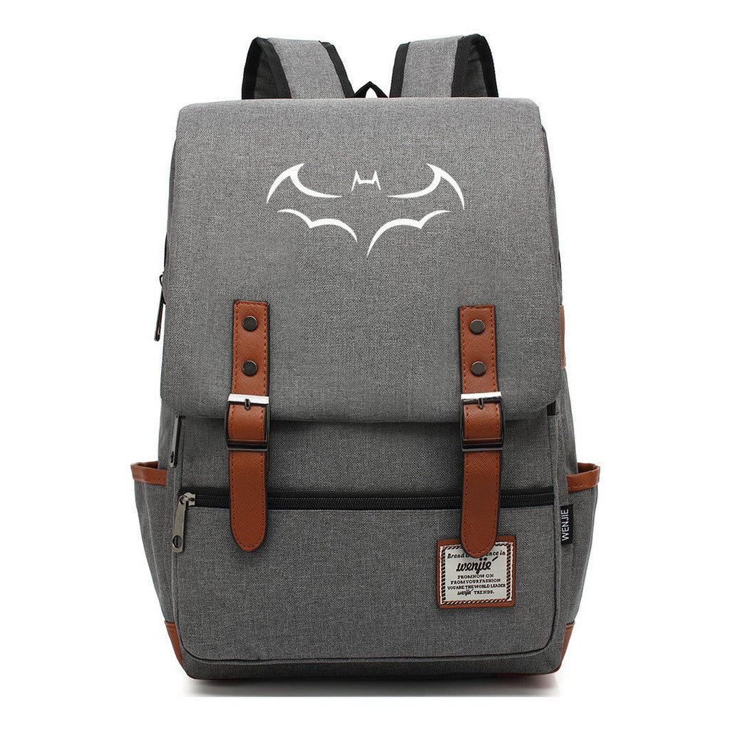 Superhero Batman Print Youth Student Backpack Casual Belt Buckle Classic Backpack