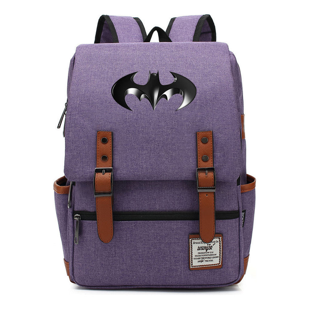 Superhero Batman Print Student Backpack Casual Belt Buckle Classic Backpack
