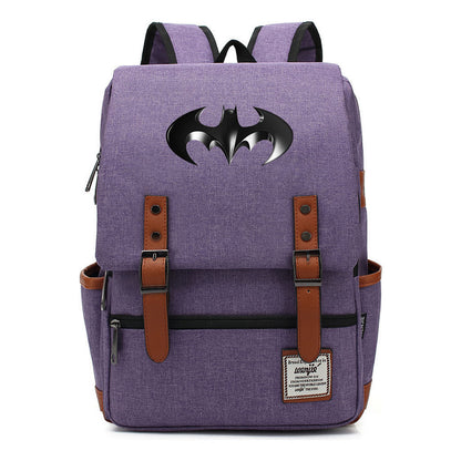 Superhero Batman Print Student Backpack Casual Belt Buckle Classic Backpack