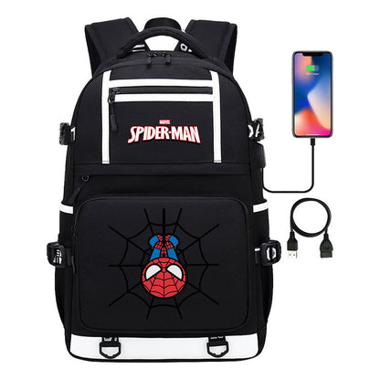 Superhero Printed Youth Student Backpack Men And Women's Leisure Travel Backpack
