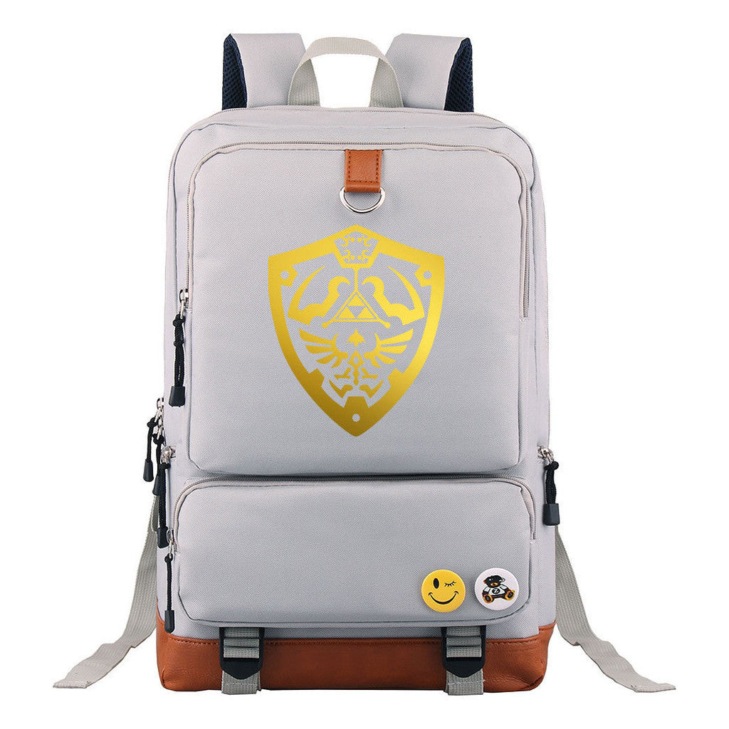 Golden Printed Youth Student Backpack, Travel Bag, Men's And Women's Backpack