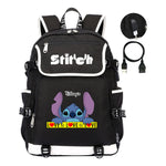 Anime Star Baby Stitch Printed Usb Youth Student Backpack For Leisure Travel Backpack