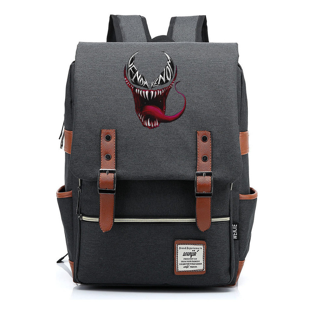 Printed Youth Student School Bag Casual Belt Buckle Classic Backpack
