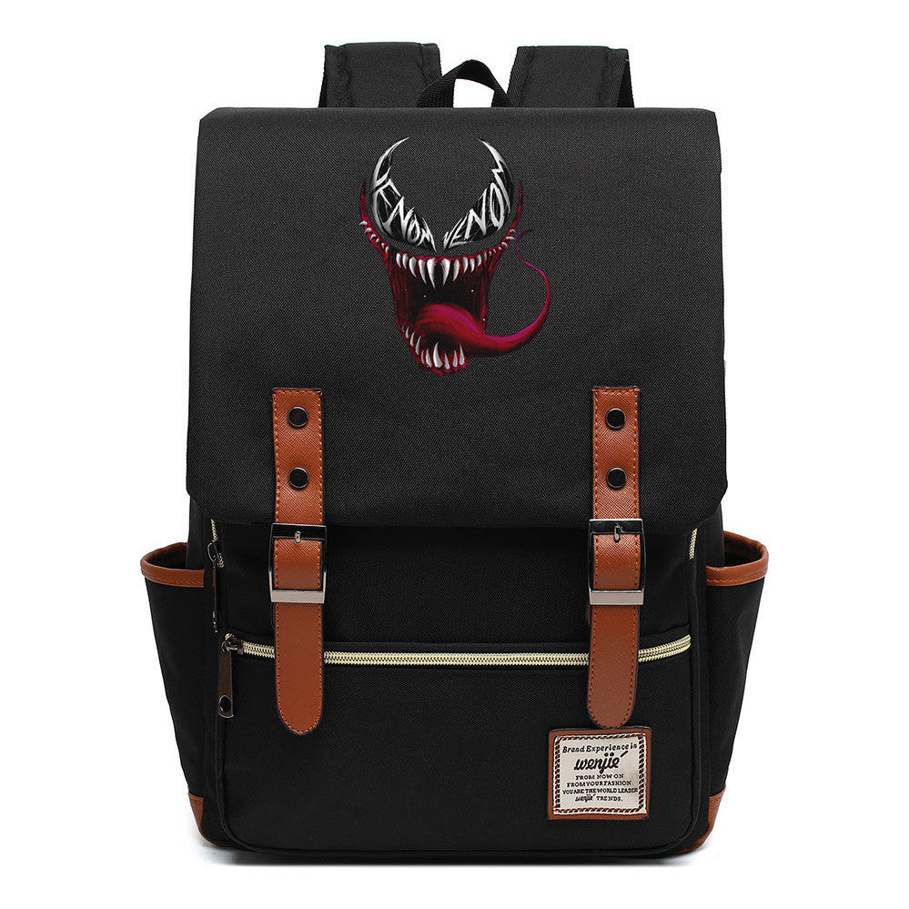 Printed Youth Student School Bag Casual Belt Buckle Classic Backpack