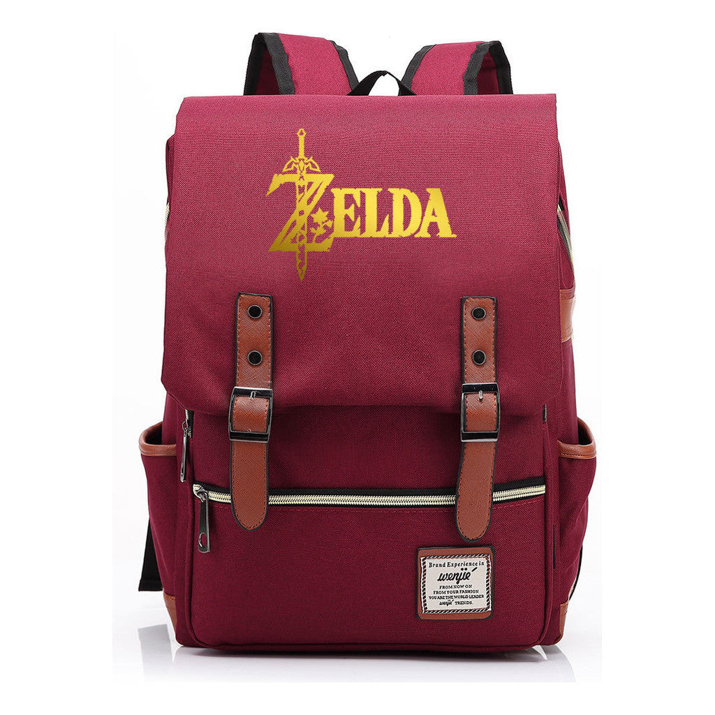 Golden Game Zelda Printed Youth Student Backpack For Men And Women, Casual Belt Buckle, Classic Backpack