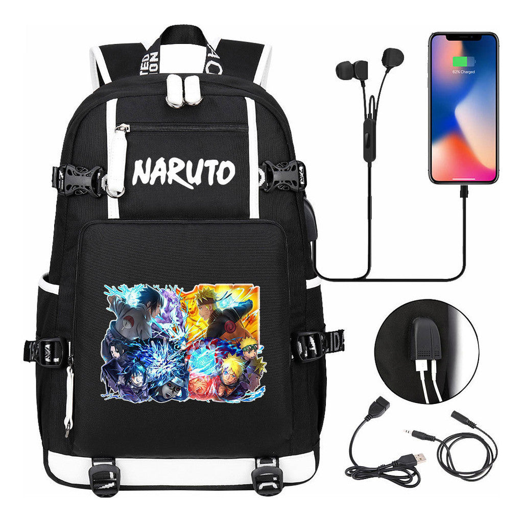 Naruto Usb Large Capacity Youth Student Backpack For Leisure Travel Backpack