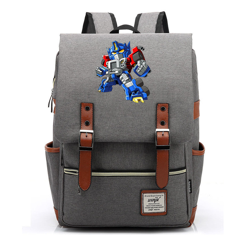 Transformed Mecha Printed Student Backpack For Men And Women's Leisure Backpack