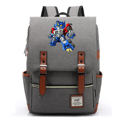 Transformed Mecha Printed Student Backpack For Men And Women's Leisure Backpack