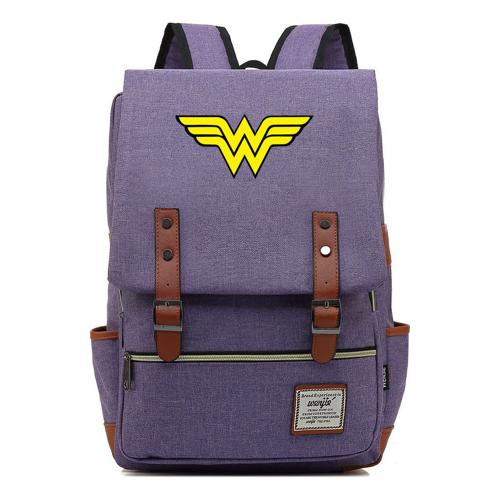 Anime Wonder Woman Printed Youth Student School Bag Men's And Women's Leisure Belt Buckle Backpack