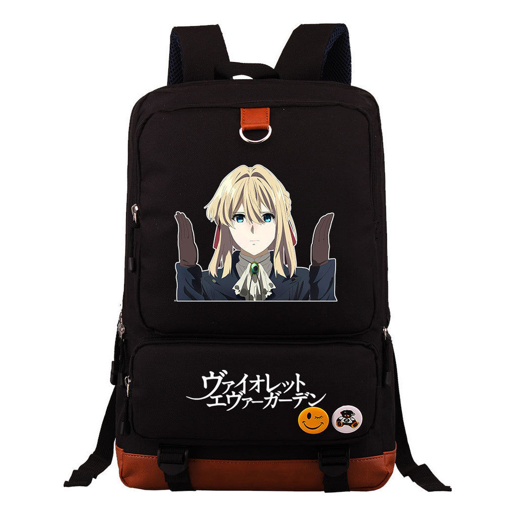 Violet Eternal Garden Printed Student School Bag Large Capacity Travel Bag Men's And Women's Backpack