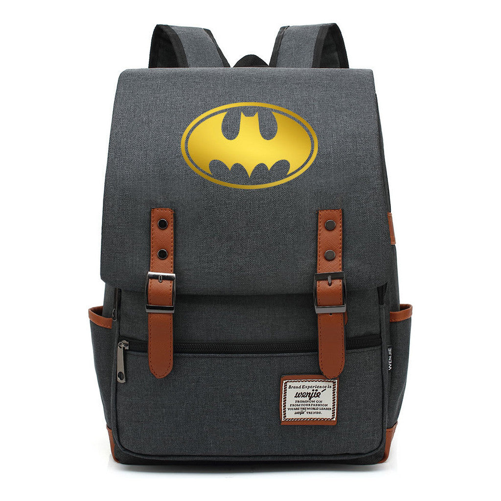 Golden Hero Batman Printed Youth Student School Bag Casual Belt Buckle Classic Backpack