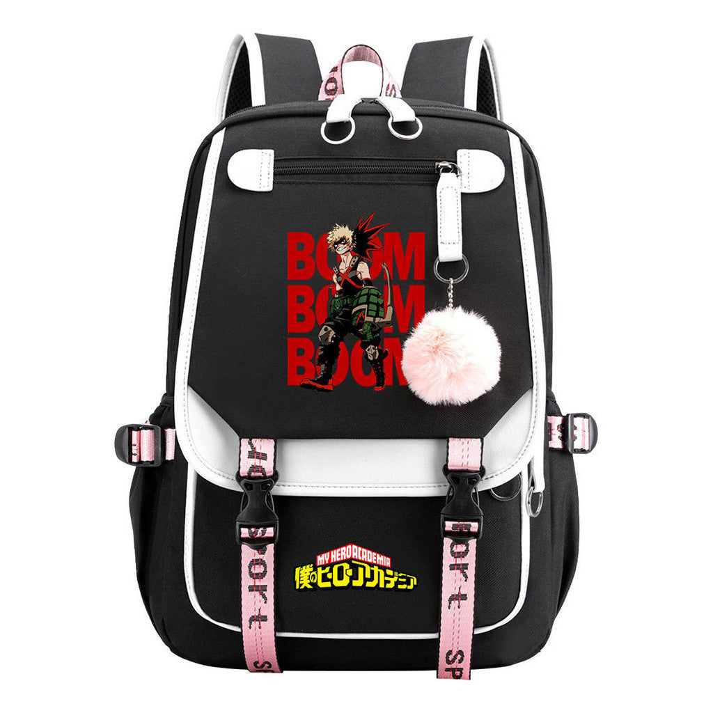My Heroes Academy Usb Student Backpack For Boys And Girls, Casual Weaving Ribbon Flip Back Backpack