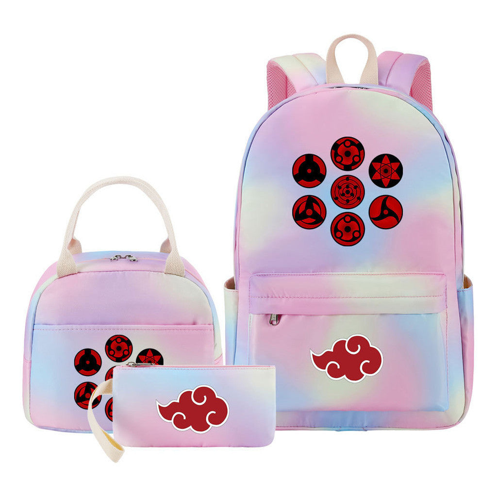 Naruto Student Girl Backpack Lunch Bag Three Piece Set Backpack Set