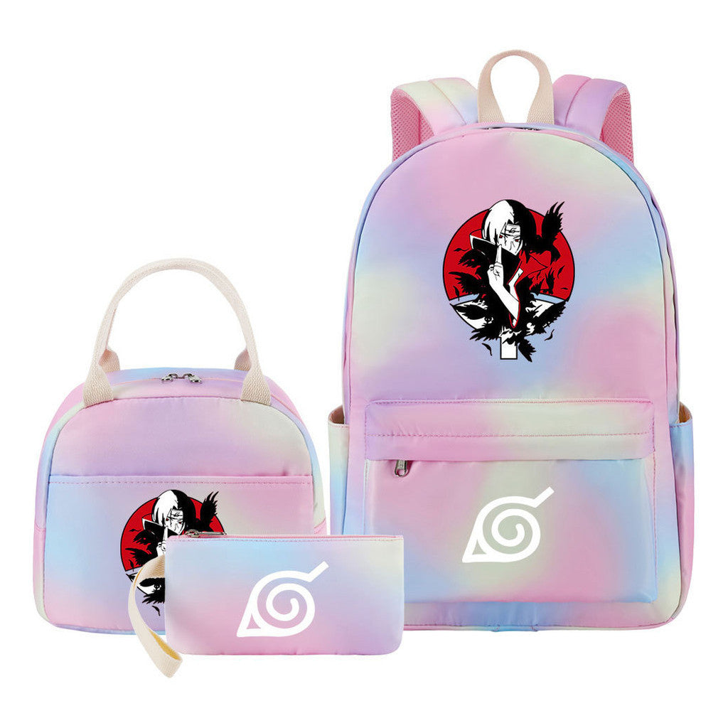Naruto Teenage Student Girls School Bag Lunch Bag Three Piece Set Backpack Set