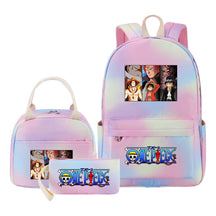 Cartoon Manga Pirate Wang Qing Student Girls School Bag Lunch Bag Three Piece Set Backpack Set