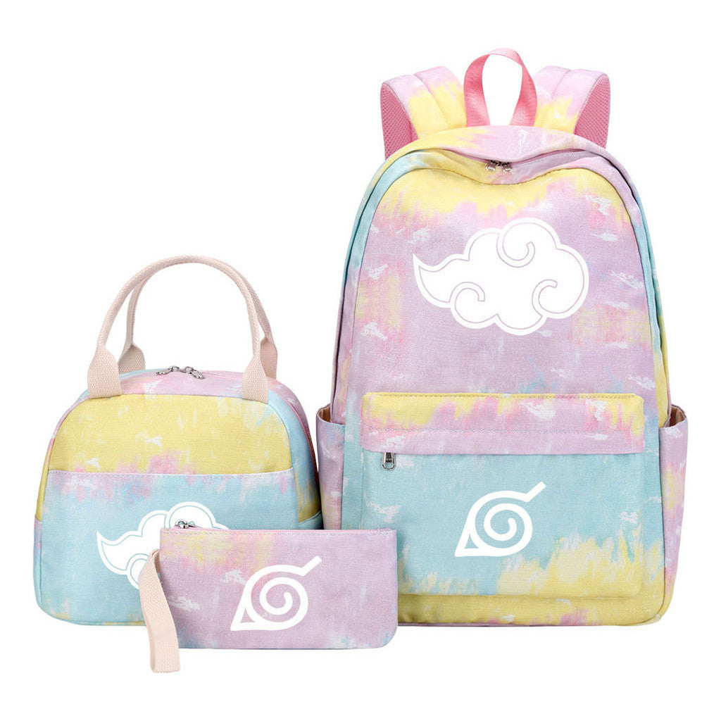 Naruto Teenage Student Girls School Bag Lunch Bag Three Piece Set Backpack Set