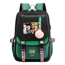 My Heroes Academy Usb Youth Student Backpack With Casual Woven Strap Flip Back Backpack