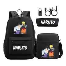 Naruto Usb Password Lock Youth Student Backpack Three Piece Set For Men And Women Backpack Set